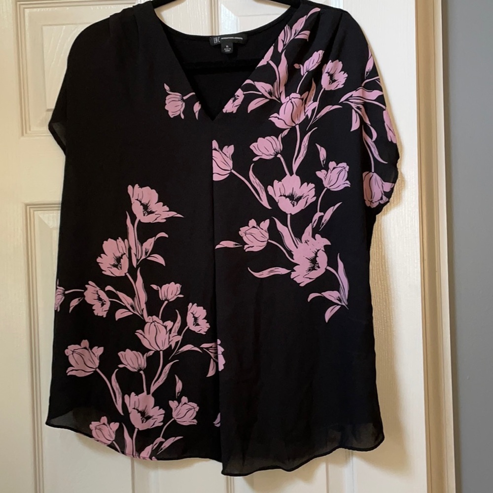 INC floral mixed media top